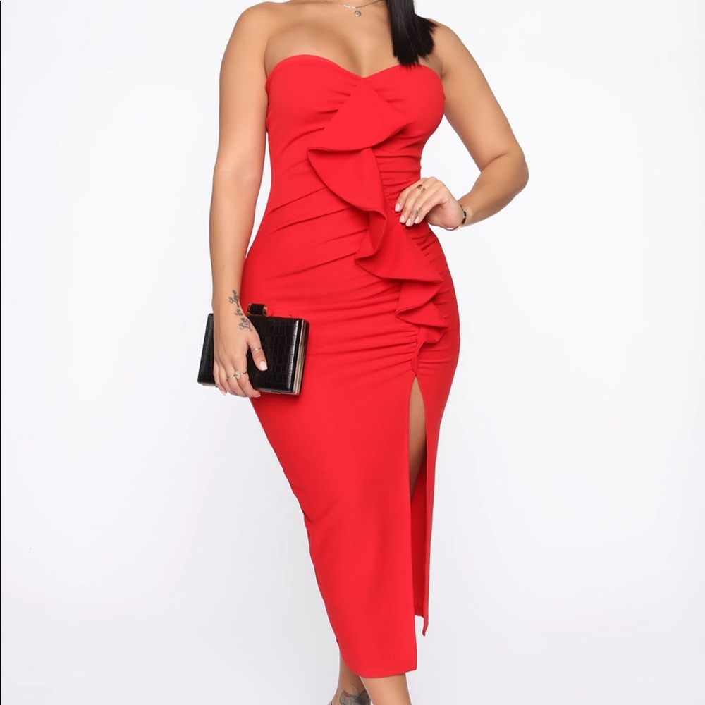 Fashion nova Red midi dress